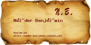 Néder Benjámin névjegykártya